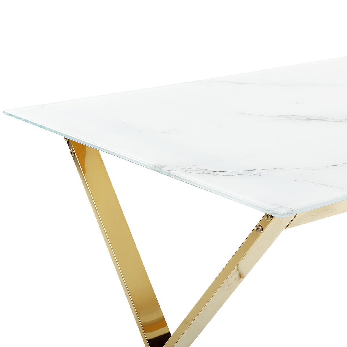 ESSTISCH 120/70/75 cm Marmor Rechteckig Attica - Weiß, Glas (120/70/75cm) - Beliani