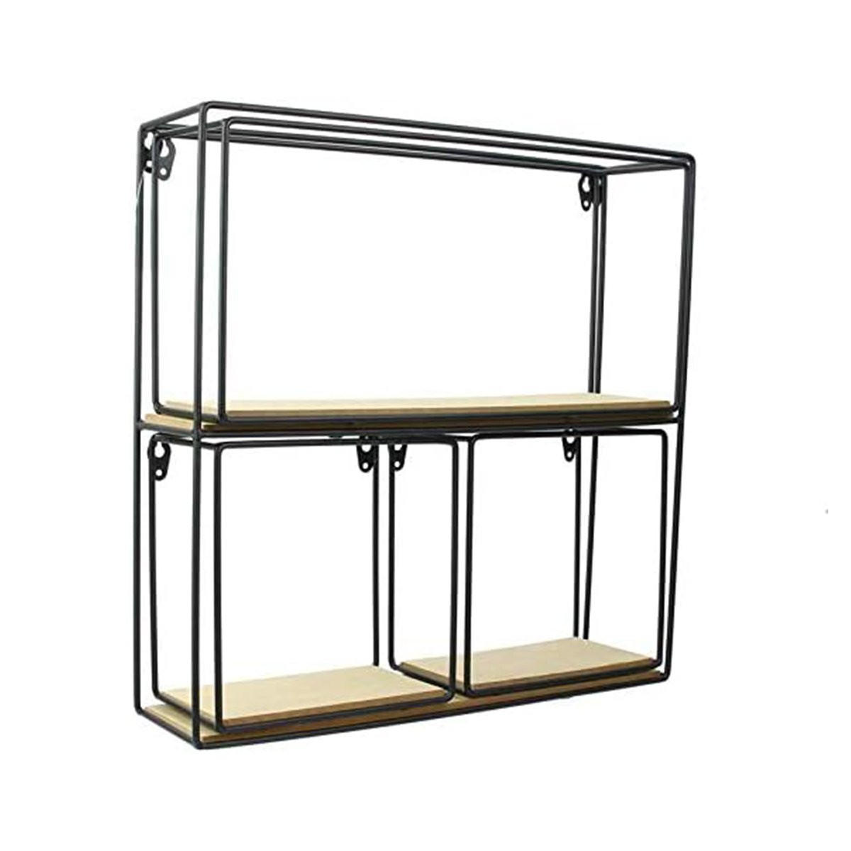 REGALE 4-teilig Holz und Metall - H38 cm - Schwarz, Metall (10/38/38cm) - Calicosy