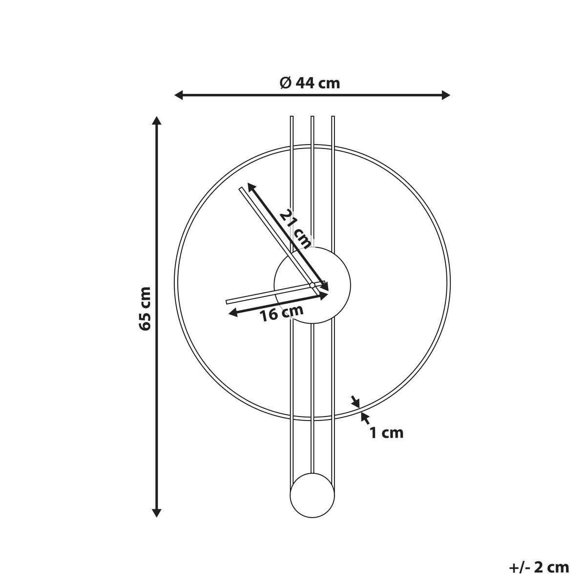 WANDUHR 44 cm Metall Schwarz Anniviers - Schwarz, Metall (44/65/2cm) - Beliani