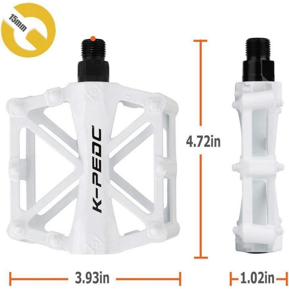 FAHRRAD Pedale Aluminium Anti Rutsch 9/16 Zoll Weiß - Weiß, Metall (9.1/1.5/9.2cm)
