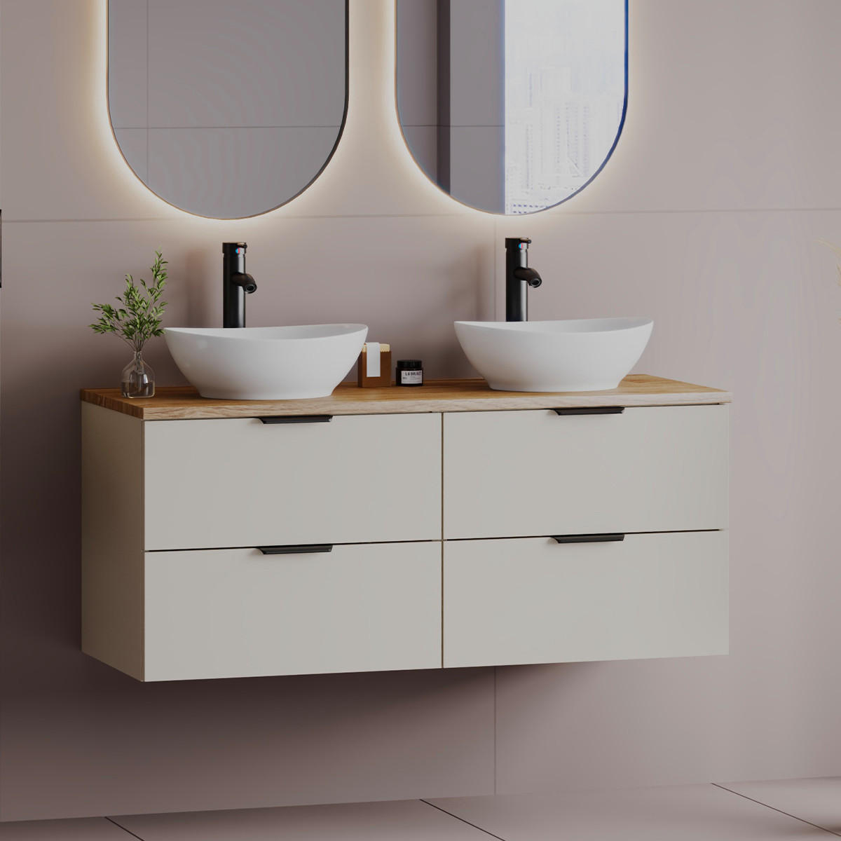 WASCHTISCHUNTERSCHRANK 120cm Astrid Kaschmir - Beige, Holzwerkstoff (120/50/45.8cm) - Petits-meubles