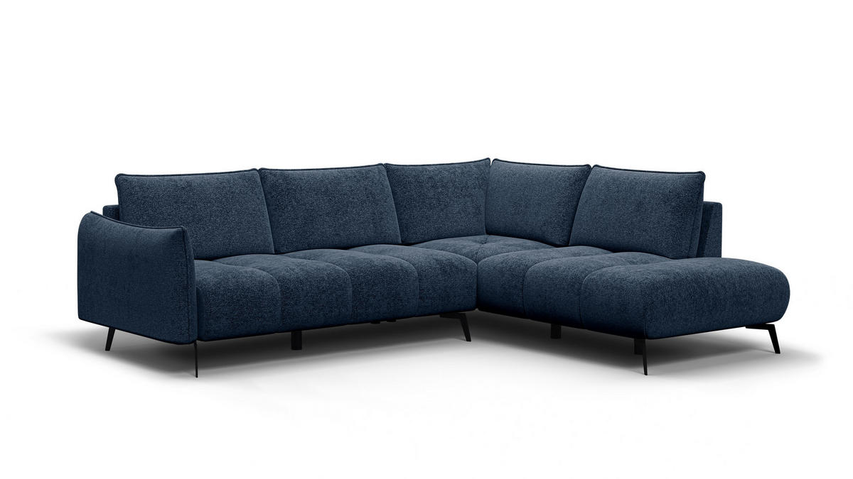 ECKSOFA AERA 5-Sitzer rechts, dunkelblau - Schwarz/Dunkelblau, Holz/Textil (268/206cm) - Wozimo