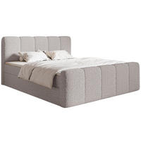 BOXBETT Cloudy II mit Bettkästen und Topper Bouclé Taupe, 200x200 cm - Graubraun/Schwarz, Kunststoff/Textil (200/200cm) - Selsey