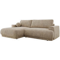 ECKSCHLAFSOFA RINA L Beige Schenille grob gewebt - links - Beige/Schwarz, Kunststoff/Textil (267/170cm) - MKS