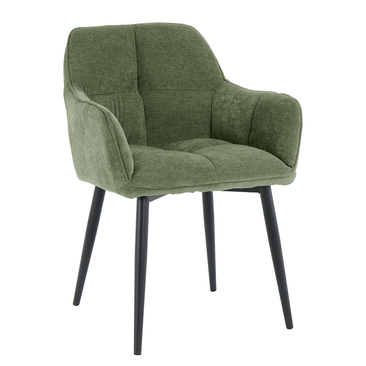 ARMLEHNENSTUHL - Bouclé / Eisen, 2er-Set - Grün, Metall (49/85/59cm) - home24