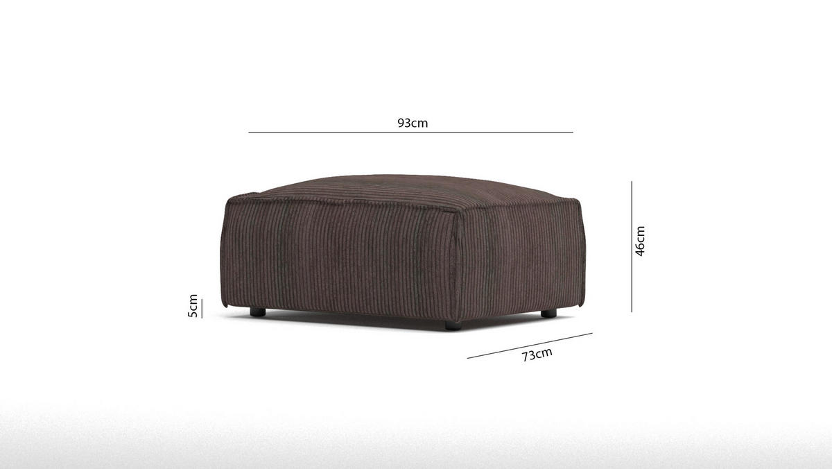 HOCKER Nova Dunkelbraun Cord - Dunkelbraun/Schwarz, Holz/Kunststoff (93/46/73cm) - S-Style Möbel