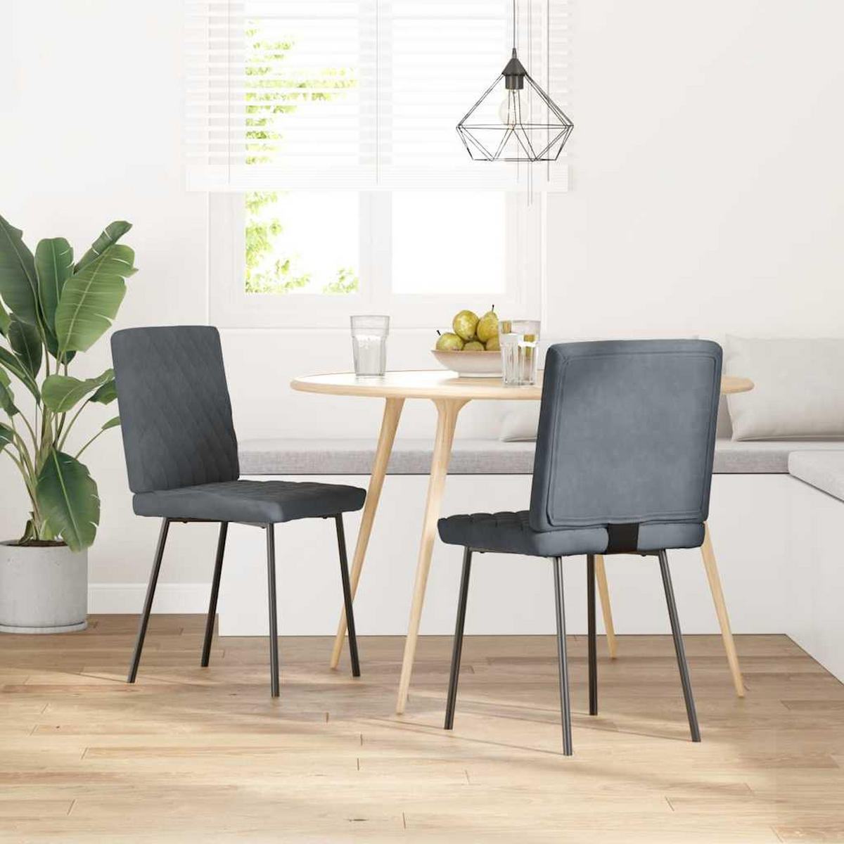 ESSZIMMERSTÜHLE 2 Stk. Dunkelgrau Samt 45*54*83cm - Dunkelgrau, Metall (45/83/54cm) - ZMH