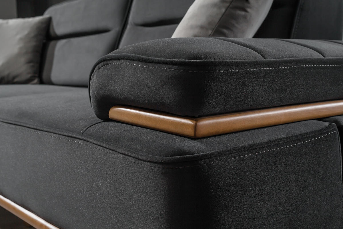SOFA Andorra 2-Sitzer Samt Grau - Grau, Textil (200/85/95cm) - Villa Möbel