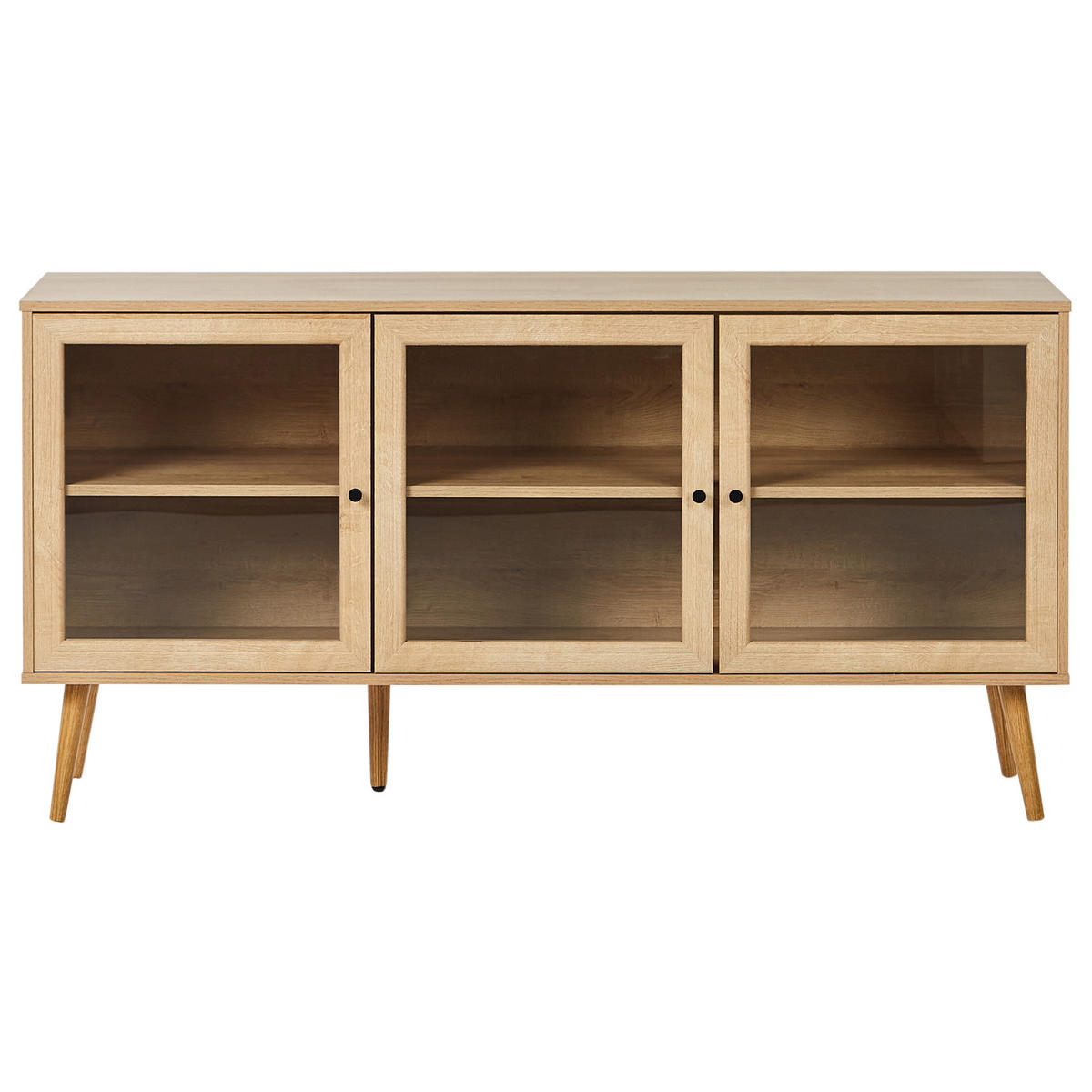SIDEBOARD mit Glastüren 150 cm Hellbraun Albany - Braun, Holzwerkstoff (150/76/40cm) - Beliani