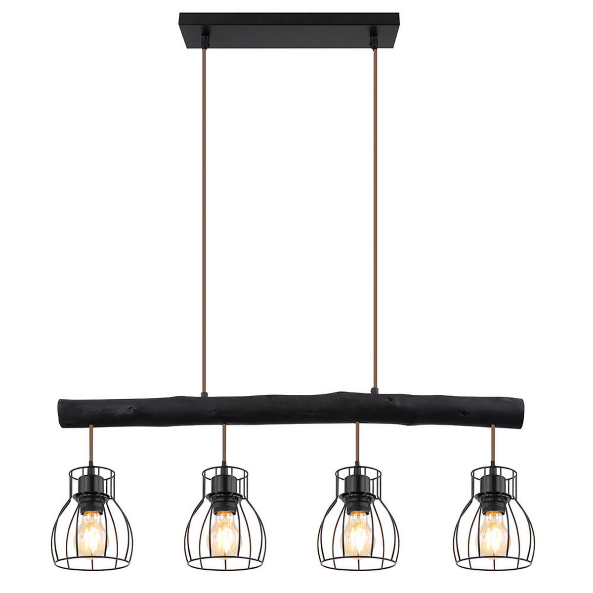 HÄNGELEUCHTE Balken Schwarz Matt - Schwarz, Holz (82.5/16.3/140cm) - Globo Lighting