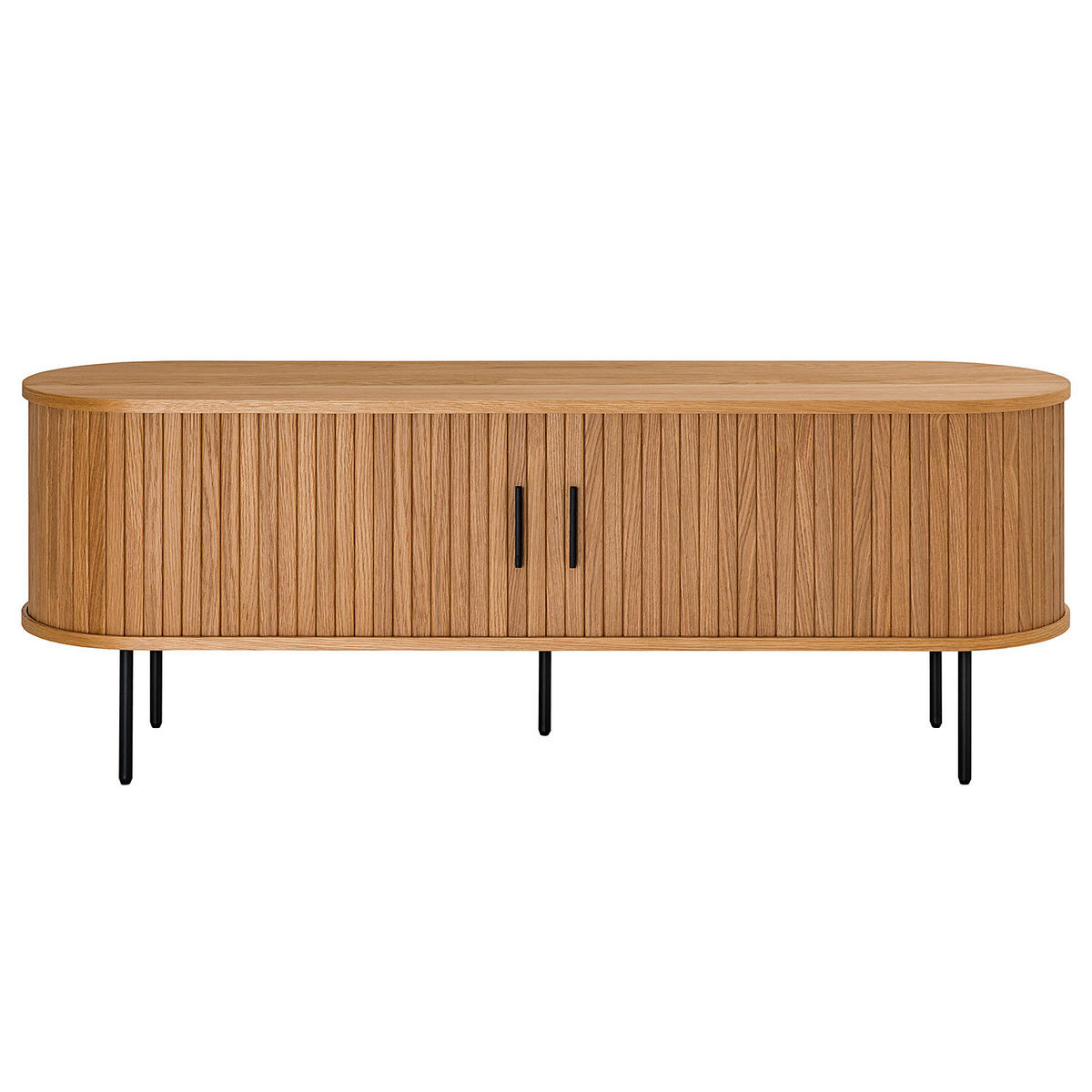 TV-LOWBOARD - Echtholzfurnier - Eichefarben/Schwarz, Holzwerkstoff (150/55/40cm) - home24