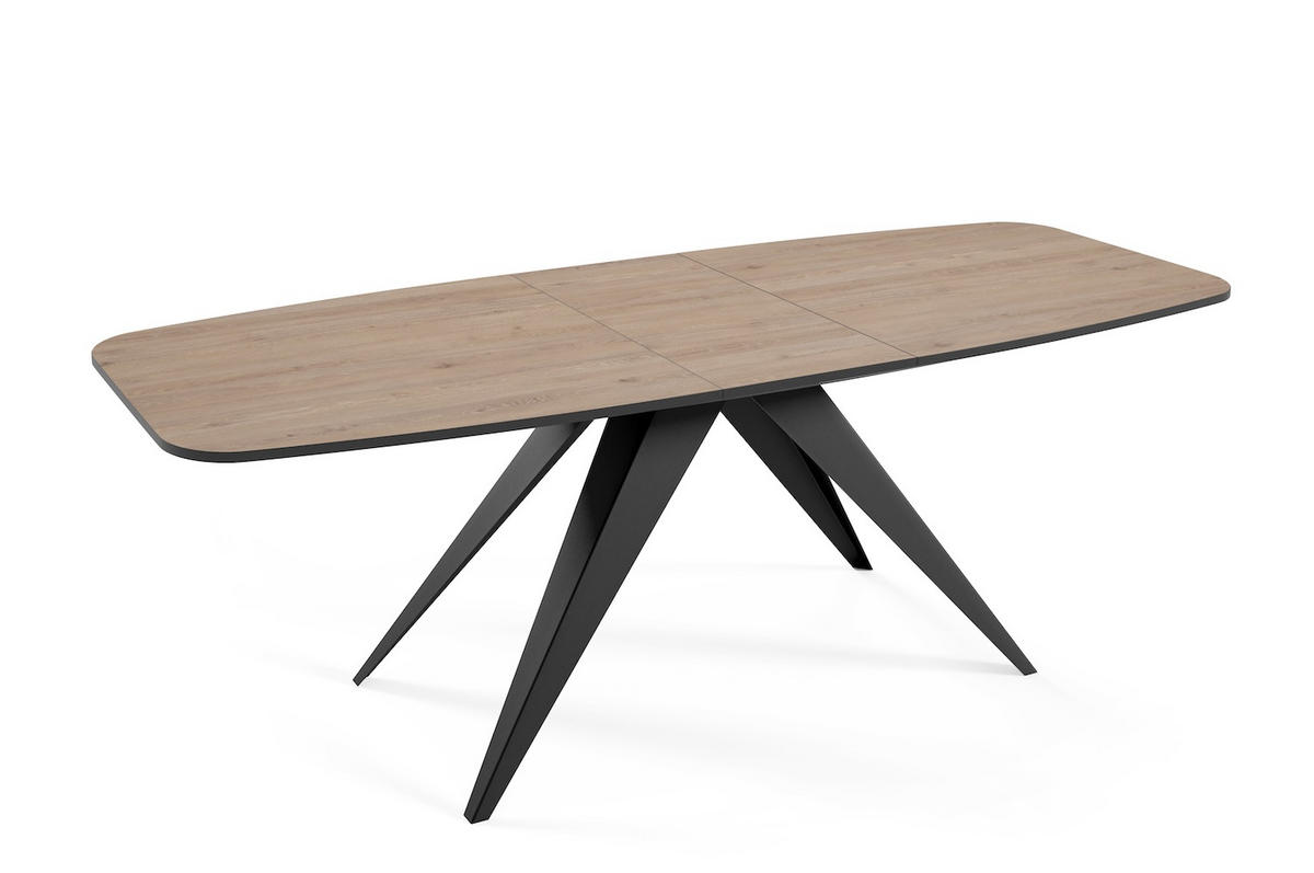 ESSTISCH Ferro Davos Eiche Trüffelbraun / Schwarz 180/220 / 90 / 76cm - Trüffeleichefarben/Schwarz, Holz/Holzwerkstoff (180/90/76cm) - Feldmann-Wohnen