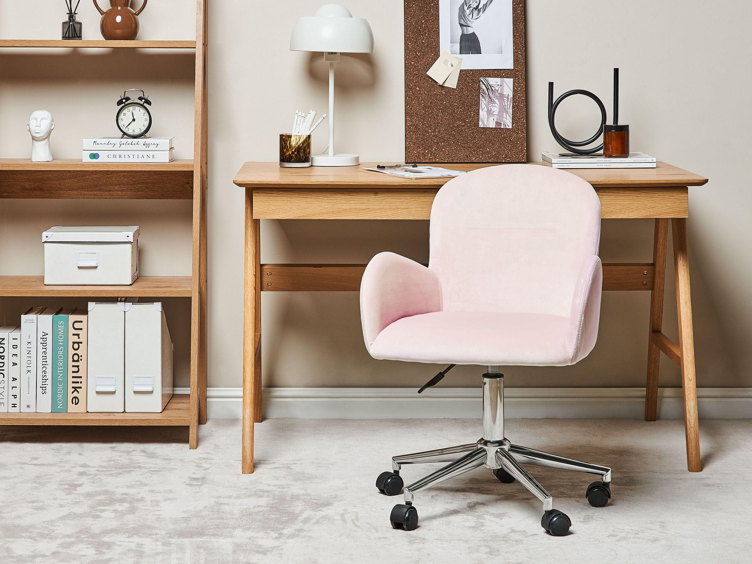 BÜROSTUHL Samtstoff Rosa Priddy - Pink, Textil/Metall (60/79/60cm) - Beliani