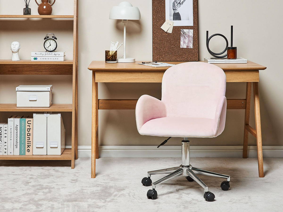BÜROSTUHL Samtstoff Rosa Priddy - Pink, Textil/Metall (60/79/60cm) - Beliani