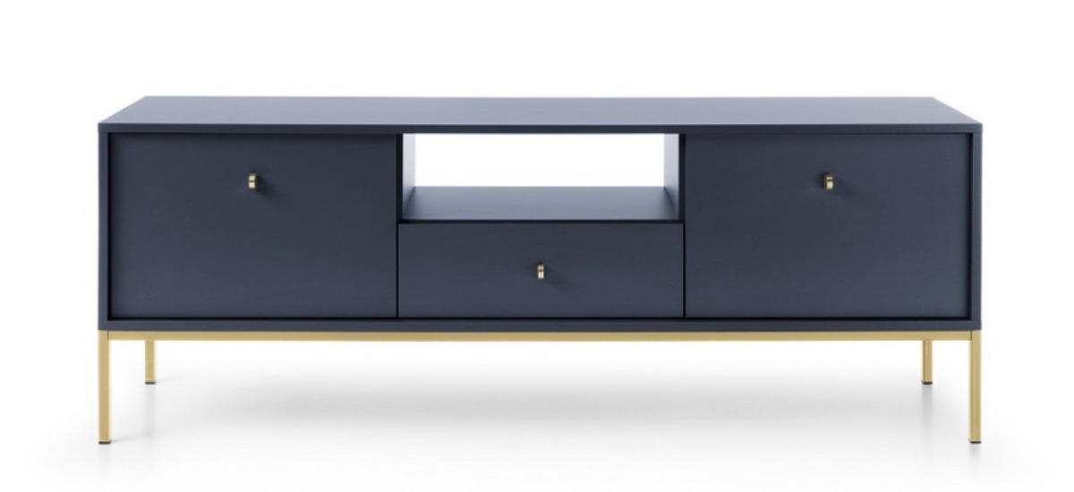 TV-LOWBOARD Granat Monako Mit Goldfarbenem Gestell - Blau, Holzwerkstoff (153.4/56.2/39cm) - Sepro Meble