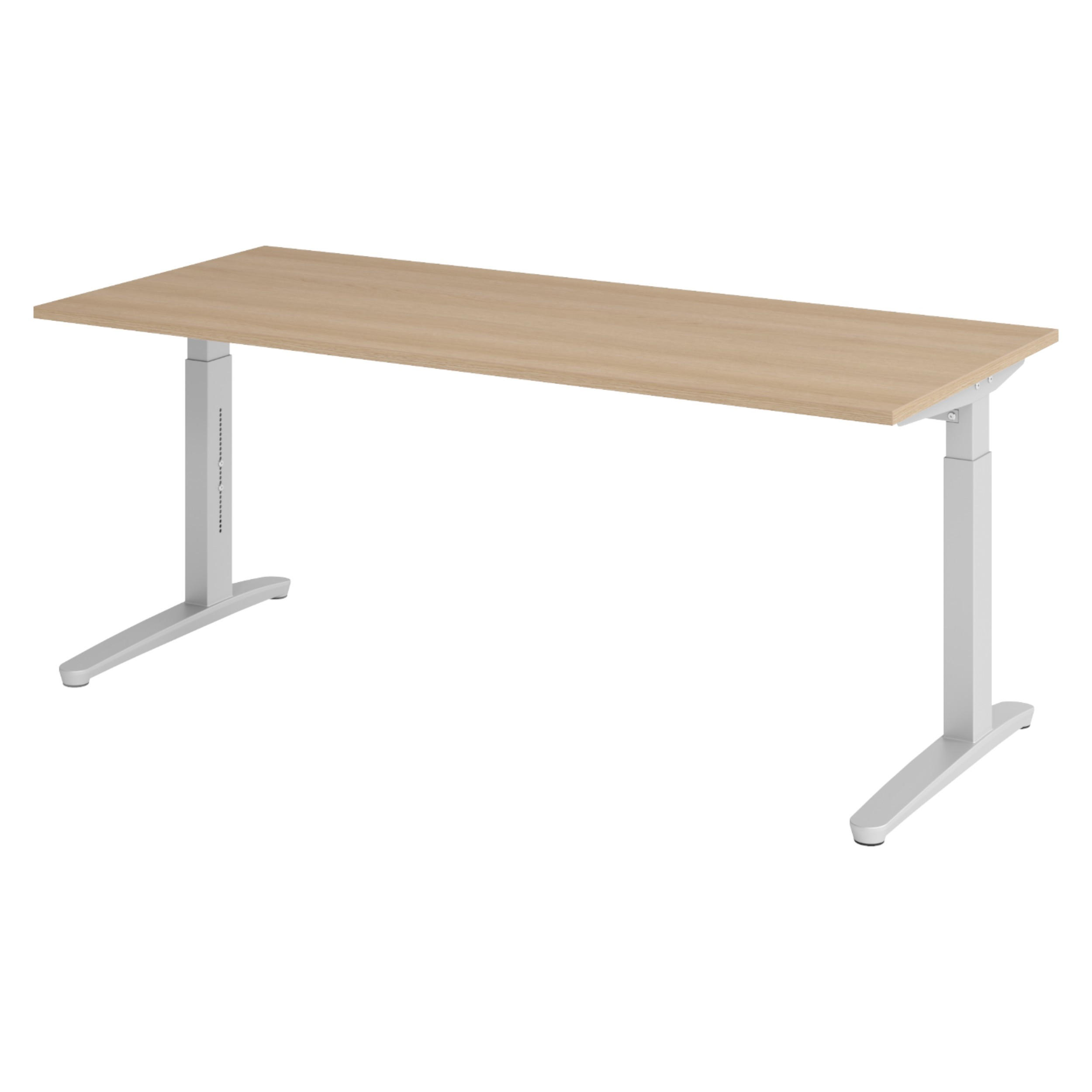 SCHREIBTISCH Serie-XB 80/180/74 cm in Eichefarben/Silberfarben - Eichefarben/Silberfarben, Holzwerkstoff (80/180/74cm) - bümö