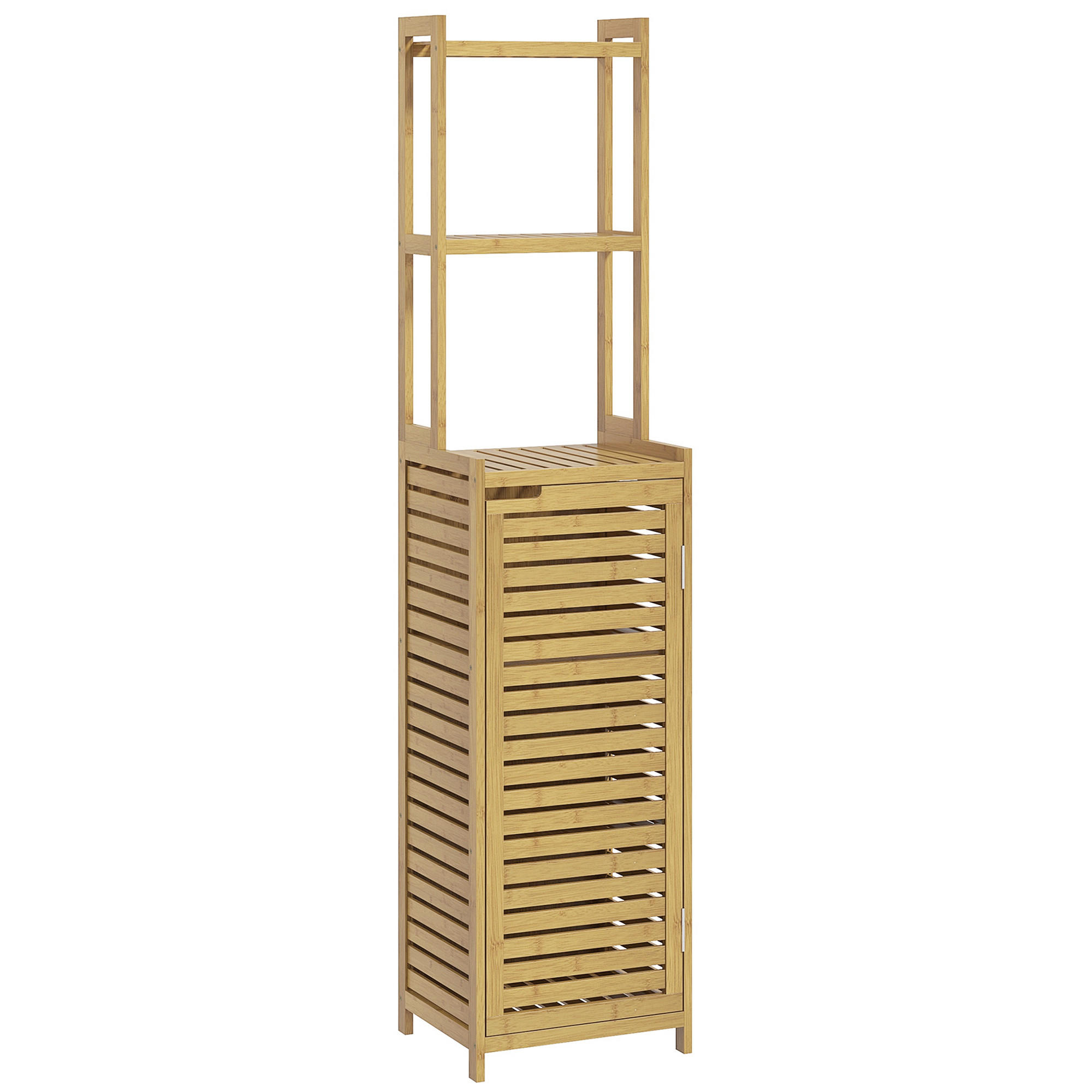 HOCHSCHRANK mit Schrankfach, mit 3 offenen Fächern, Kippschutz, Naturholz - Naturfarben, Holz (33/170/38.5cm) - HOMCOM