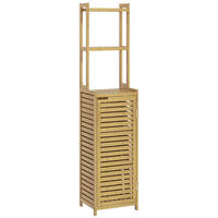 HOCHSCHRANK mit Schrankfach, mit 3 offenen Fächern, Kippschutz, Naturholz - Naturfarben, Holz (33/170/38.5cm) - HOMCOM