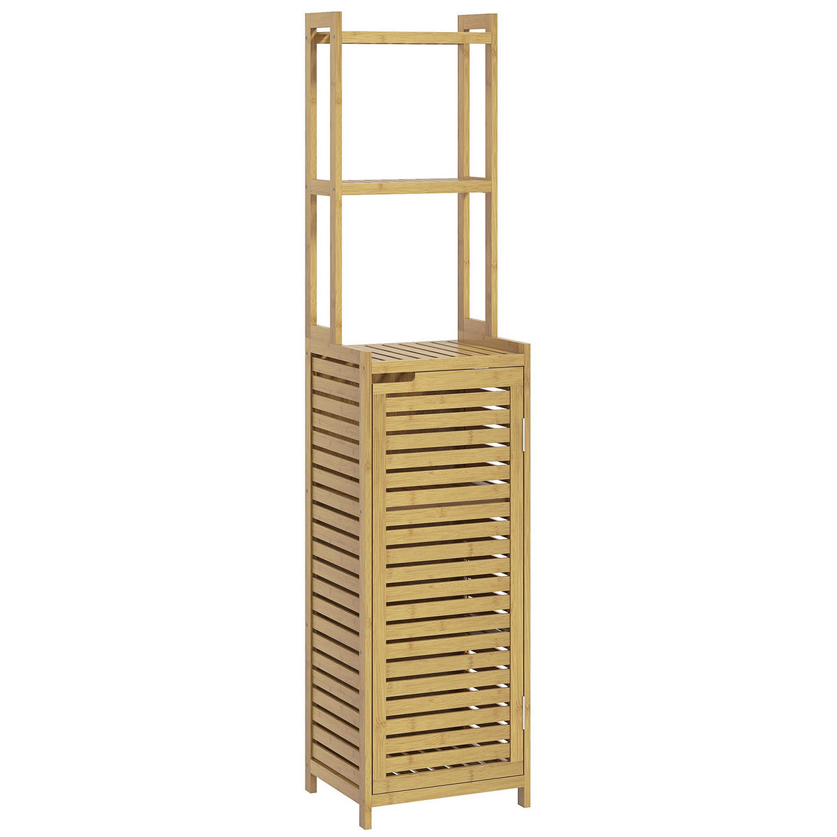 HOCHSCHRANK mit Schrankfach, mit 3 offenen Fächern, Kippschutz, Naturholz - Naturfarben, Holz (33/170/38.5cm) - HOMCOM
