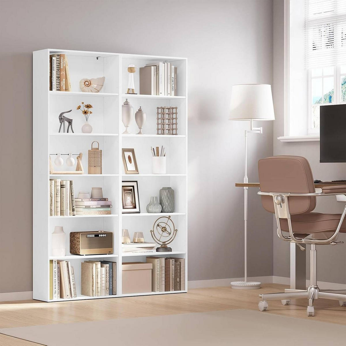 REGALE Bücherregal mit 6 verstellbaren Ebenen, Weiß - Weiß, Holzwerkstoff (60/180/23.5cm) - Woltu
