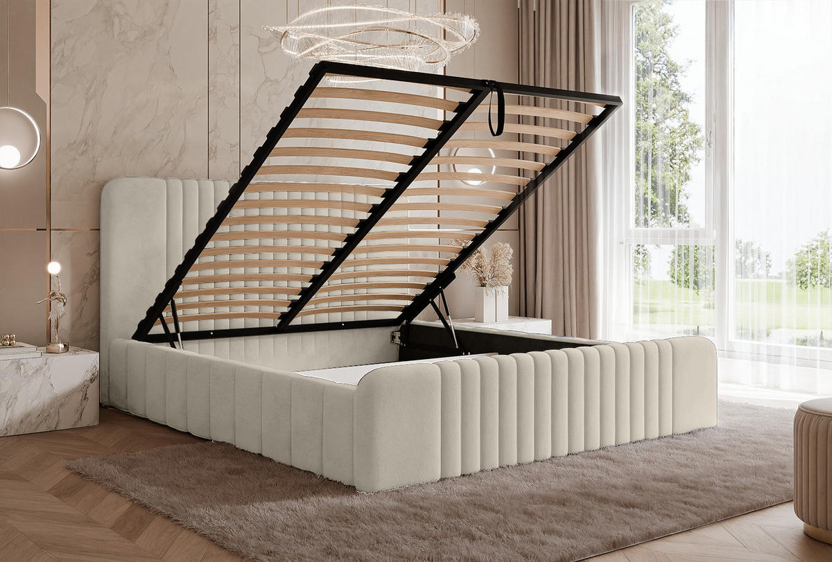 POLSTERBETT Pariotto 120x200 cm, Beige - Beige, Textil (120/200cm) - Fedve