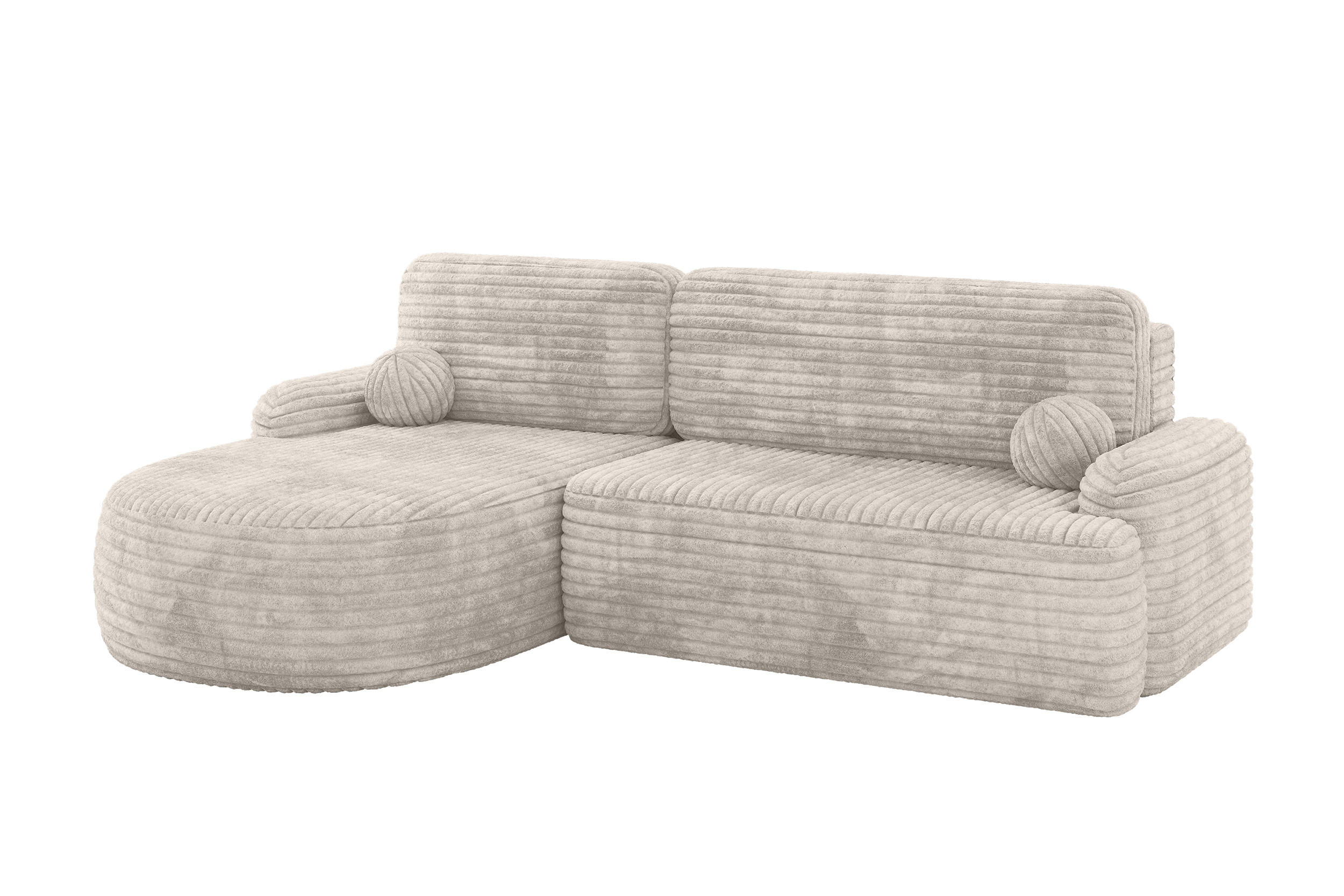 ECKSOFA mit Schlaffunktion und Bettkasten LIRA-L - 264x172x89 Creme - Creme, Holzwerkstoff/Textil (264/172cm) - ALTDECOR