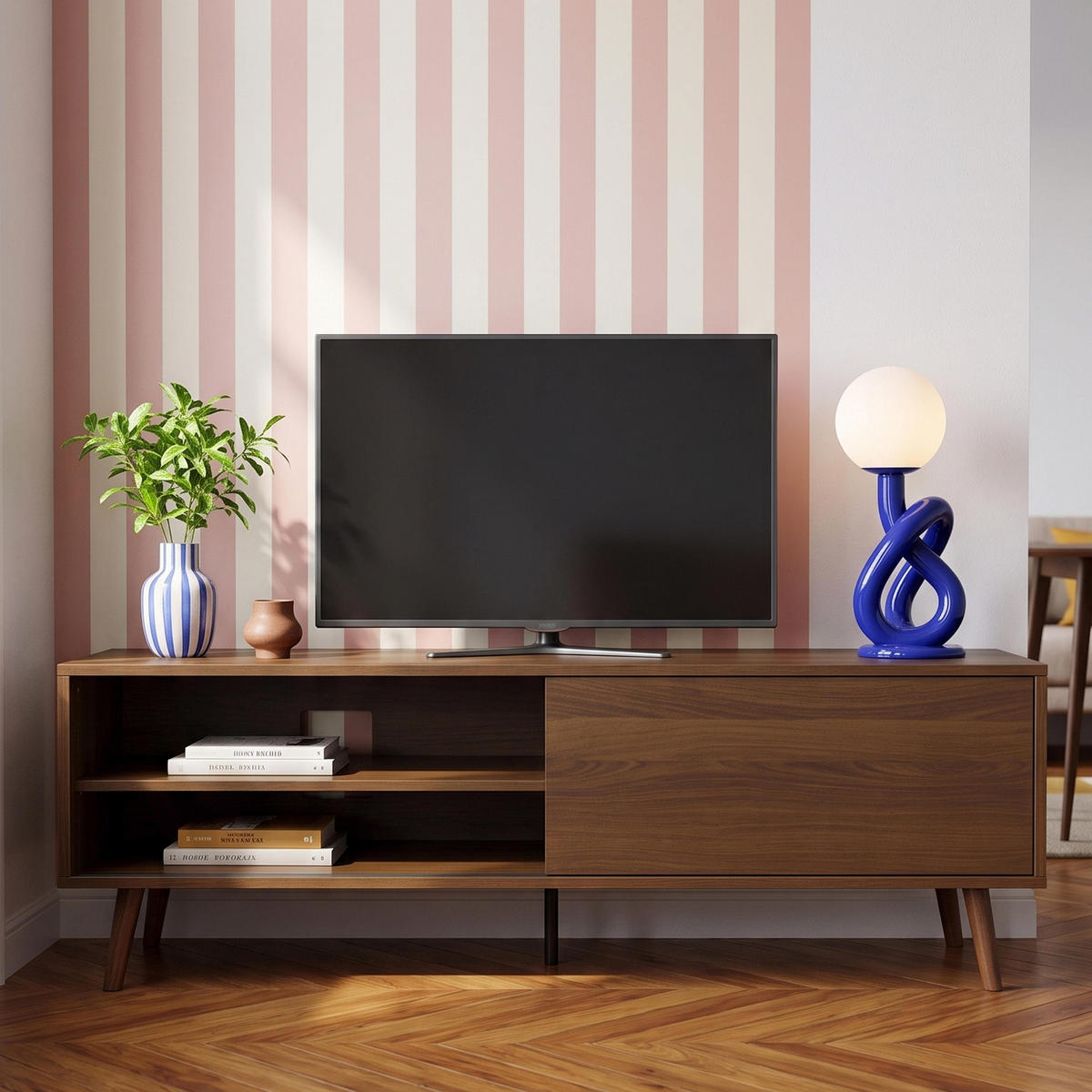 TV-SCHRANK, dunkles Holzeffekt - Braun, Holz (160/50/45cm) - Oviala