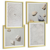 BILDER SET 4er Set - 50x50 cm & 40x60 cm Goldrahmen - Geometrische Pappsteine - Goldfarben, Kunststoff (50/50cm) - TULUP