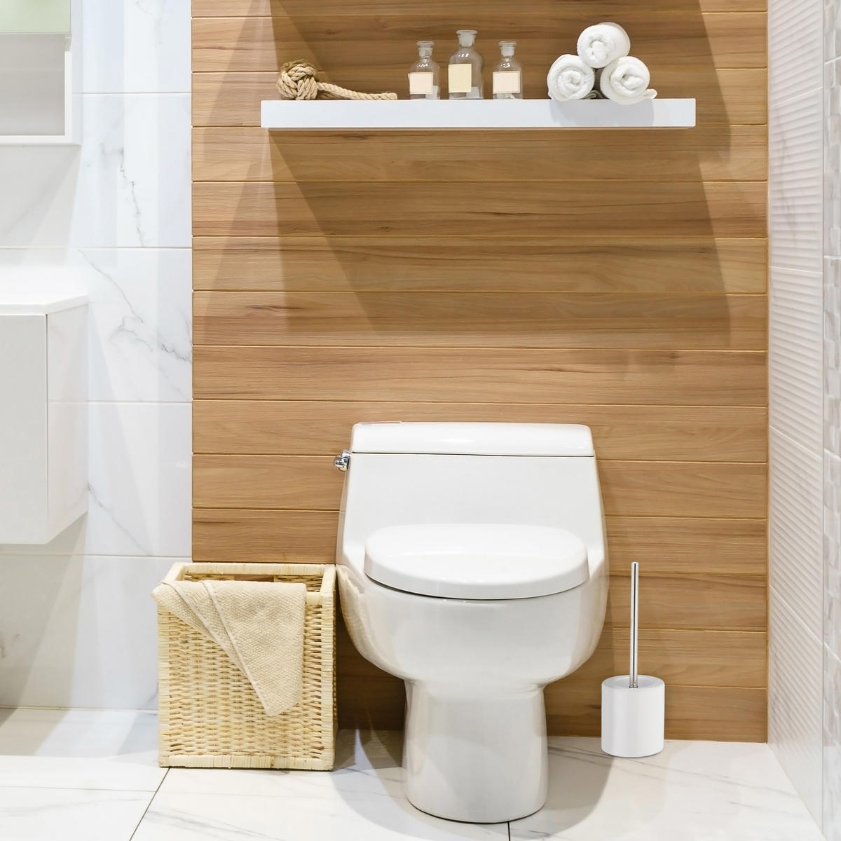 WC-GARNITUR - Schwarz, Keramik/Kunststoff (12.5/38.5/12.5cm) - Relaxdays
