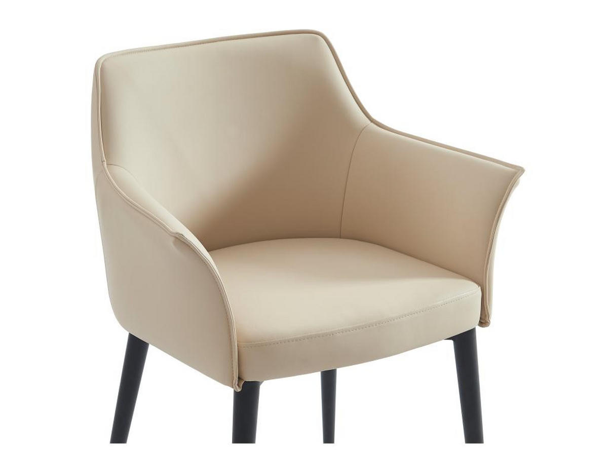 STUHL mit Armlehnen 2er-Set - Kunstleder & schwarzes Metall - Beige - MIALOV - Beige, Leder (57/78/61.5cm) - Vente-Unique