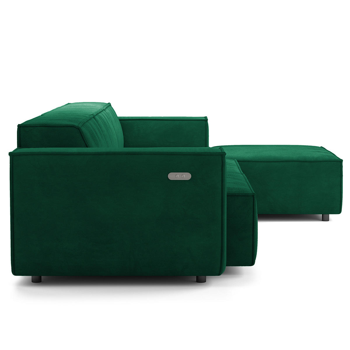 ECKSOFA mit Longchair - Dunkelgrün/Schwarz, Kunststoff/Textil (294/177cm) - home24