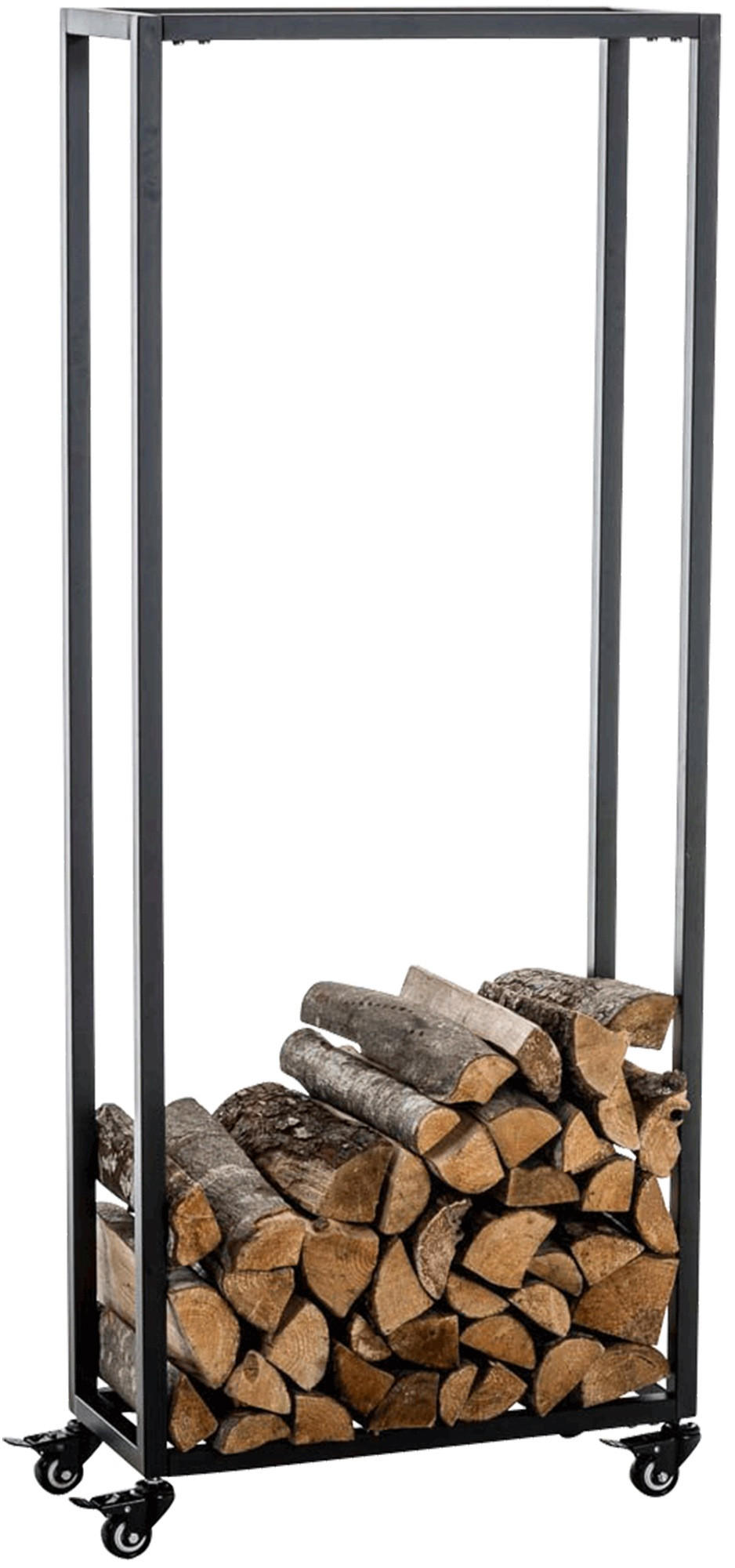 Deluke Kaminholzregal Schwarz 40x150x25 cm