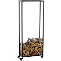 KAMINHOLZREGAL innen Metall BETTA - mit Rollen, 25x40x150 | Brennholzregal innen - Schwarz, Metall (40/150/25cm) - DELUKE