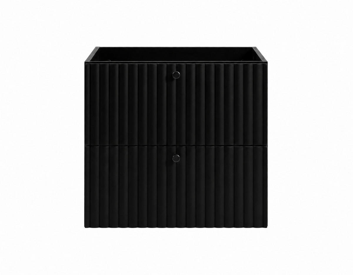 BADEZIMMERSCHRANK: Schwarz / Platte Craft-Eiche / Griffe Schwarz / Beine Schwarz, 60 x 44,4 x 73,6 cm - Schwarz, Holzwerkstoff (60/73.6/44.4cm) - 3XE LIVING