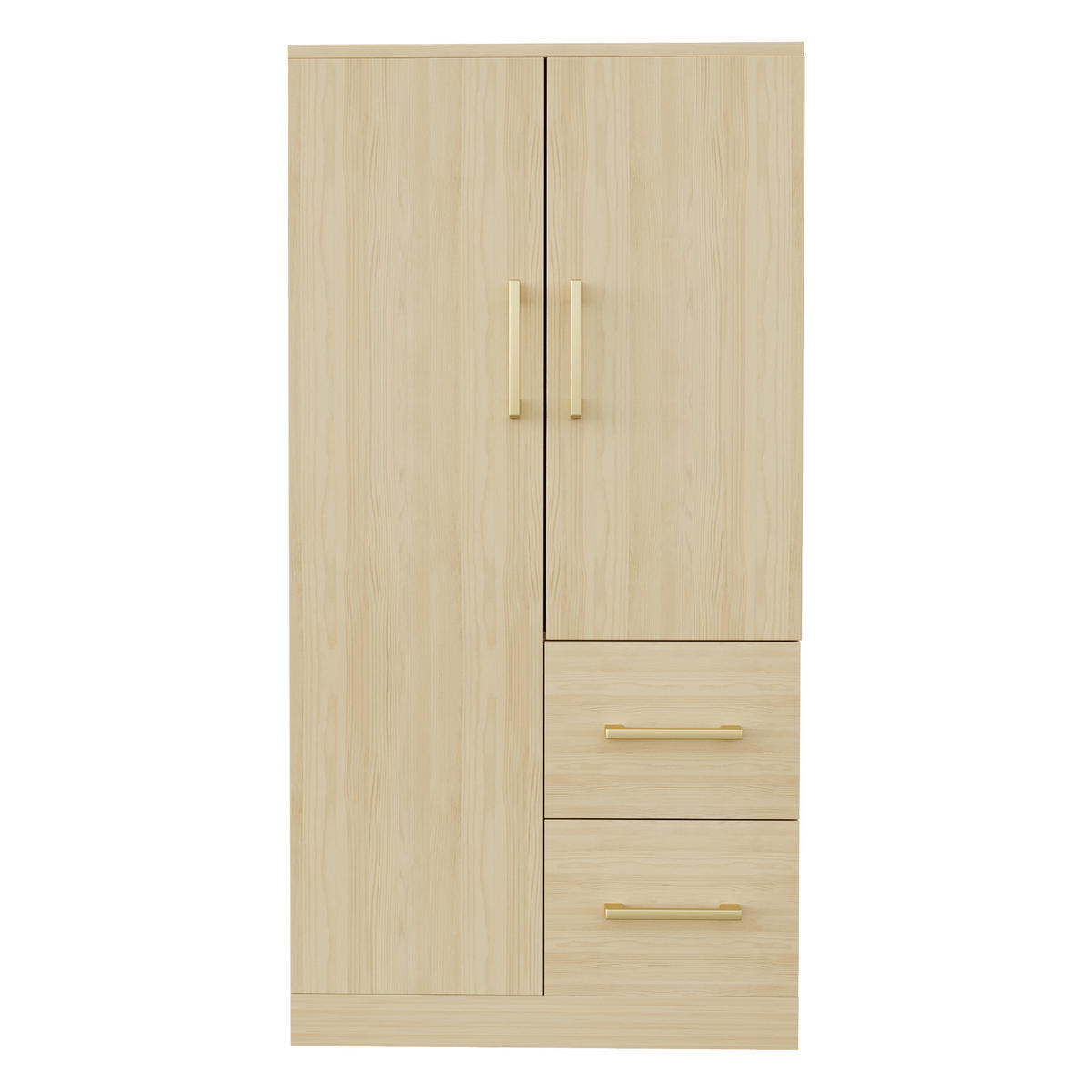 KLEIDERSCHRANK 70x40x135cm 2 Türen Schubladen Holz - Naturfarben, Holz (70/135/40cm) - FLIEKS