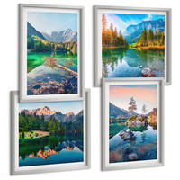 BILDER SET 4er Set - 50x50 cm & 40x60 cm Silberner Rahmen - Naturlandschaft der Bergseen - Silberfarben, Kunststoff (50/50cm) - TULUP
