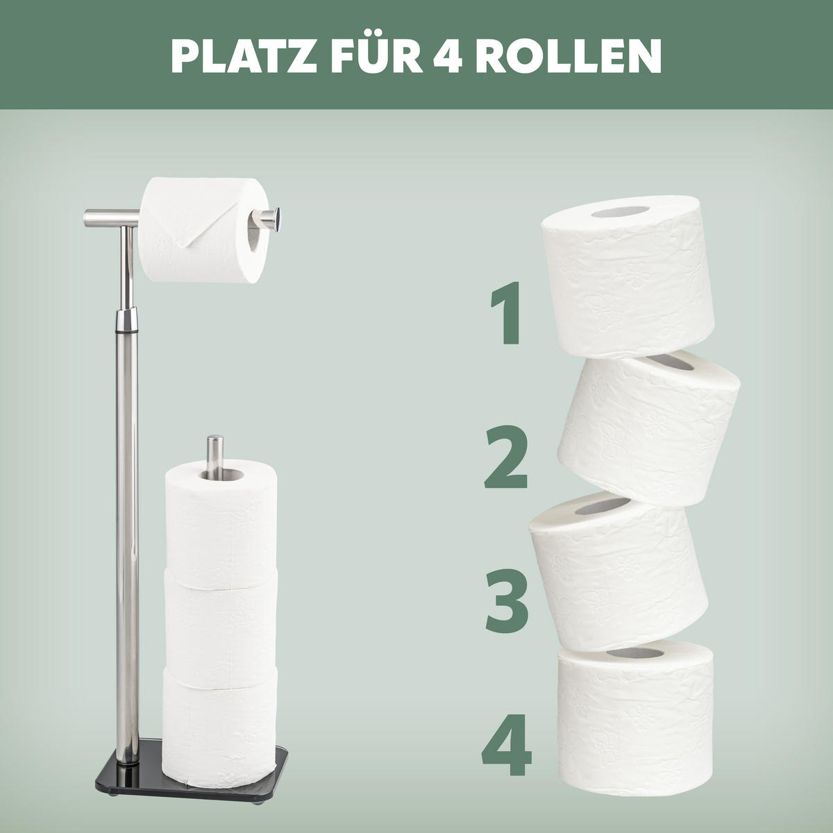 STAND-WC-ROLLENHALTER, schwarz - Schwarz, Metall (19/56/13cm) - bremermann
