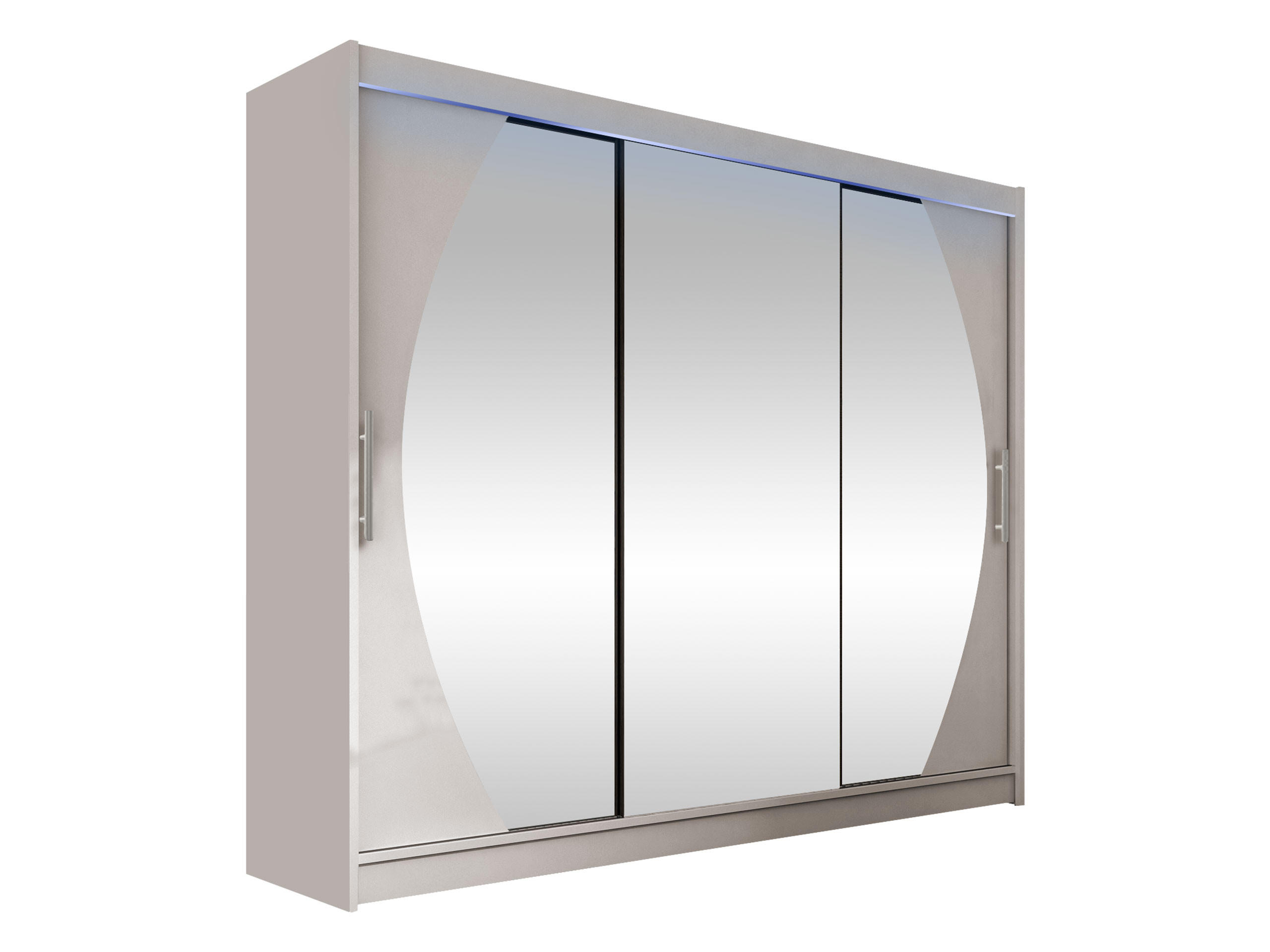 KLEIDERSCHRANK Aston V, mit RGB LED Beleuchtung - Kaschmir/Silberfarben, Holzwerkstoff/Kunststoff (250/215/58cm) - MIRJAN24