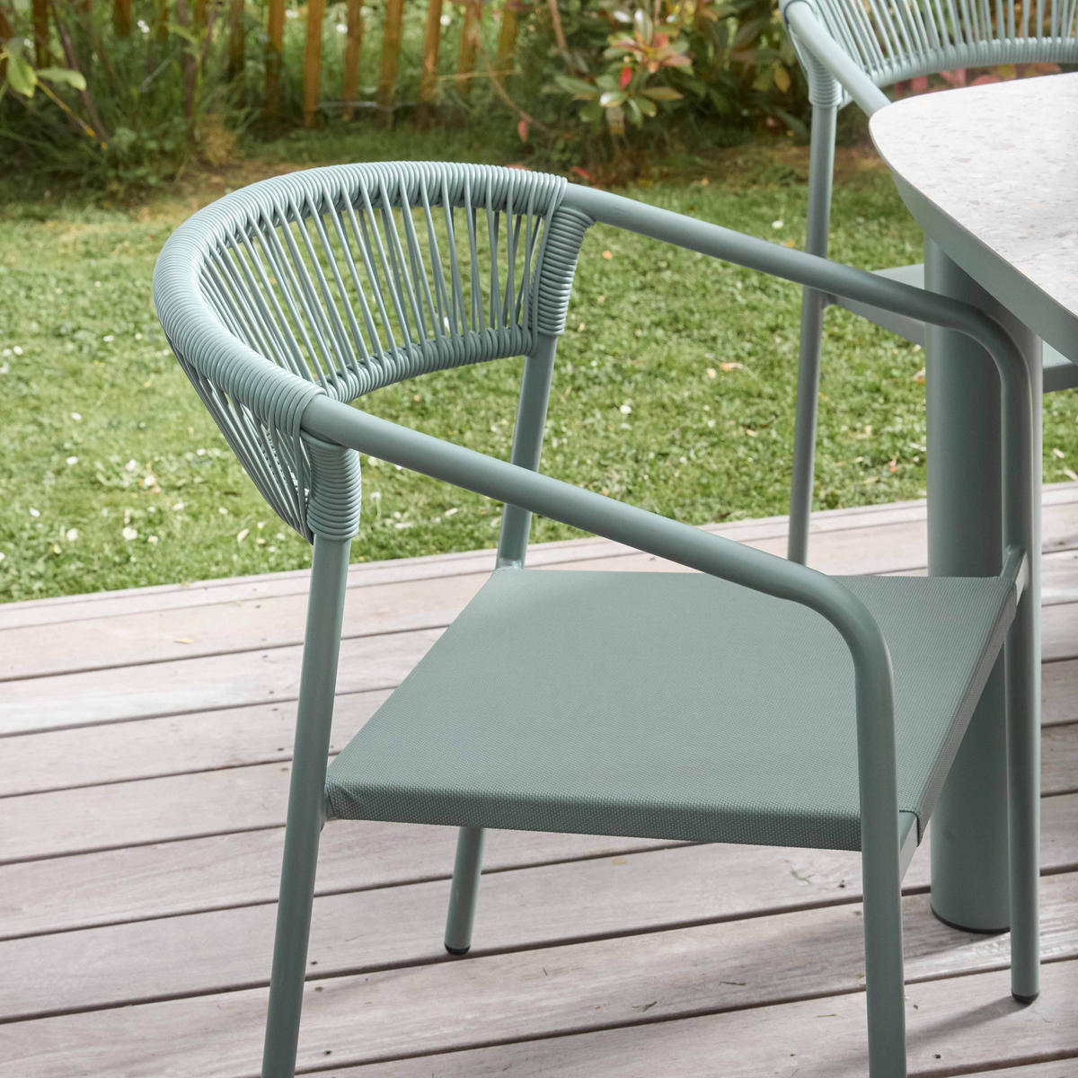 GARTENSTUHL, Nocera, grün - Grün, Metall (59.5/79/55cm) - Oviala