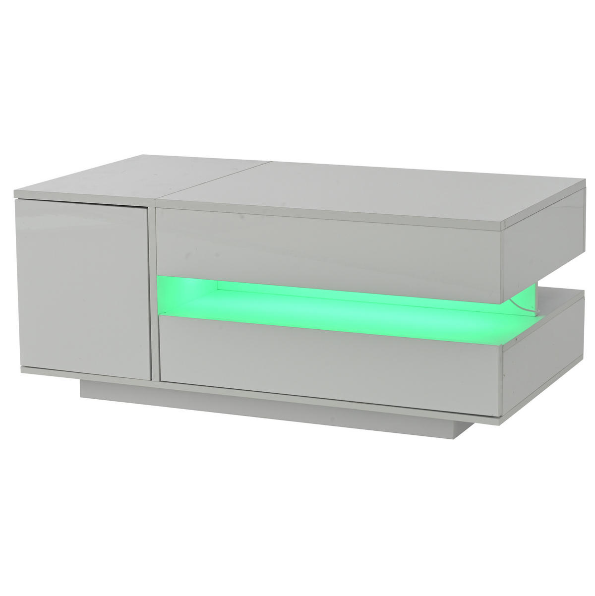 COUCHTISCH aus Spanplatte 95x50x34,5 cm in Weiß mit LED-Beleuchtung - Weiß, Holzwerkstoff (95/50/40cm) - Modfu
