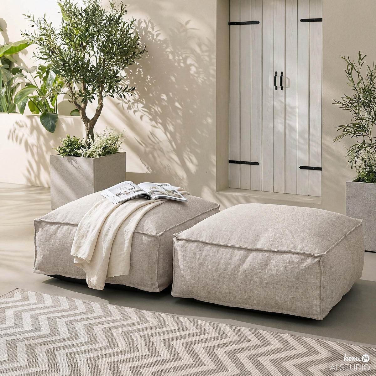 LOUNGEGRUPPE - 2-teilig - Olefin - Beige - Beige, Textil (1/1/1cm) - home24