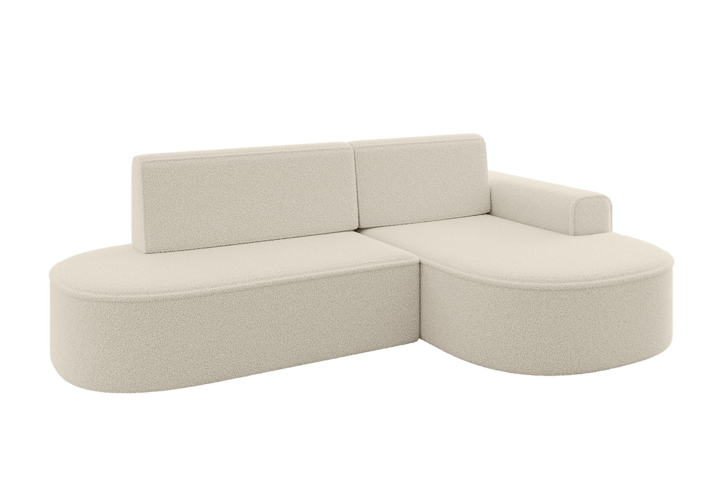 ECKSOFA mit Schlaffunktion und Bettkasten Ottomane Rechts MARI-L1-S - 283x167x73 cm Beige Bouclé - Beige/Schwarz, Holzwerkstoff/Kunststoff (167/283cm) - ALTDECOR