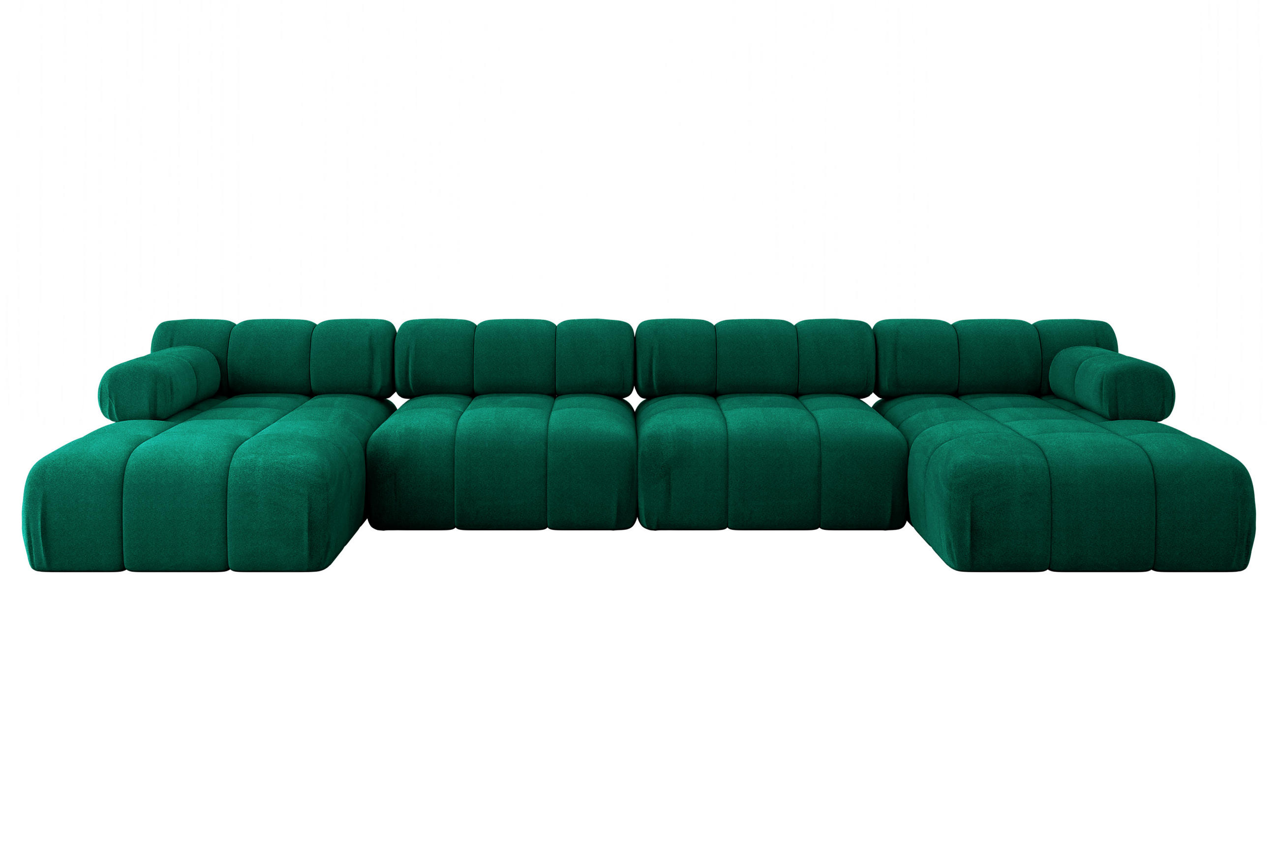 WOHNLANDSCHAFT modulares Sofa Tesso-U2 - 380x160x70 cm Dunkelgrün Velours - Dunkelgrün, Holzwerkstoff/Textil (380/70/160cm) - ALTDECOR