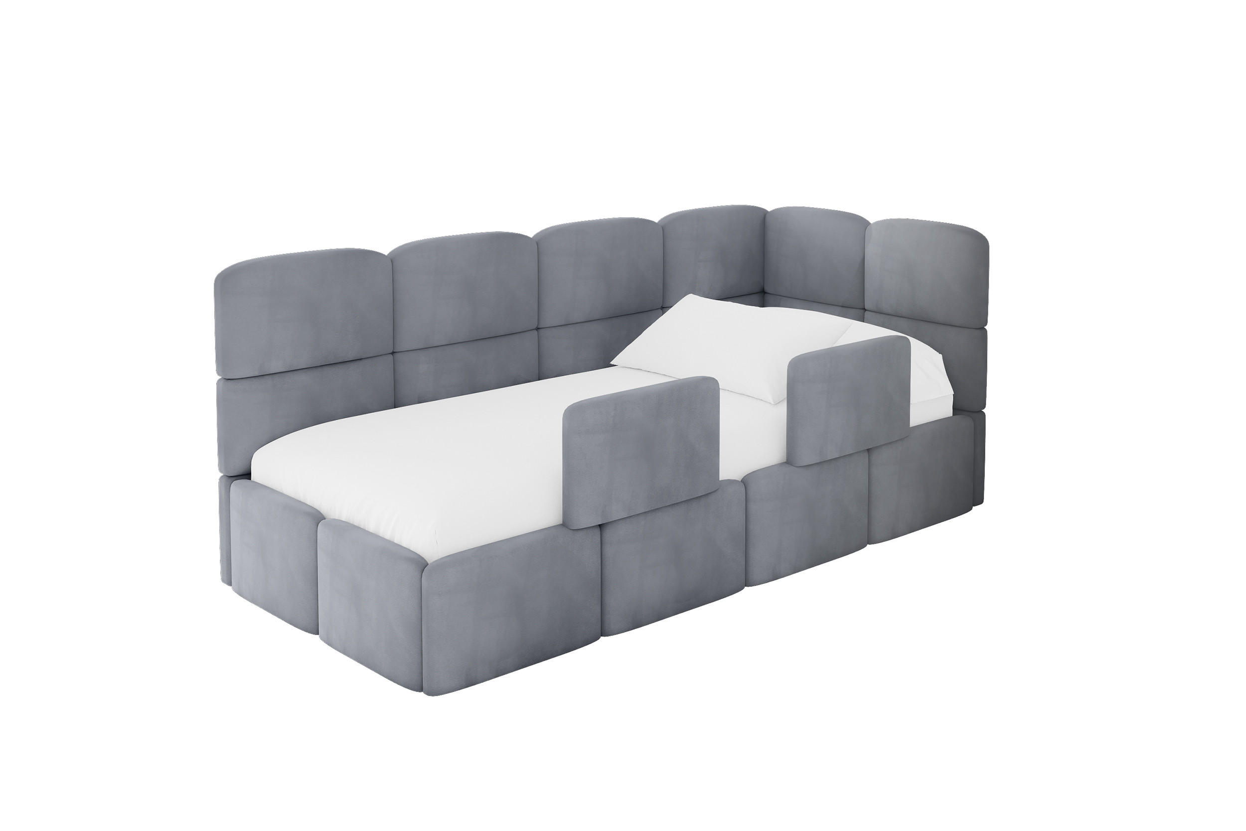 ALTDECOR JEDNOLŮŽKOVÁ POSTEL pro mládež s úložným prostorem, vlevo - KIVY 90x200 šedá