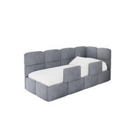 EINZELLBETT Jugendbett mit Bettkasten, Links - KIVY 90x200 Grau - Grau, Holzwerkstoff/Textil (90/200cm) - ALTDECOR