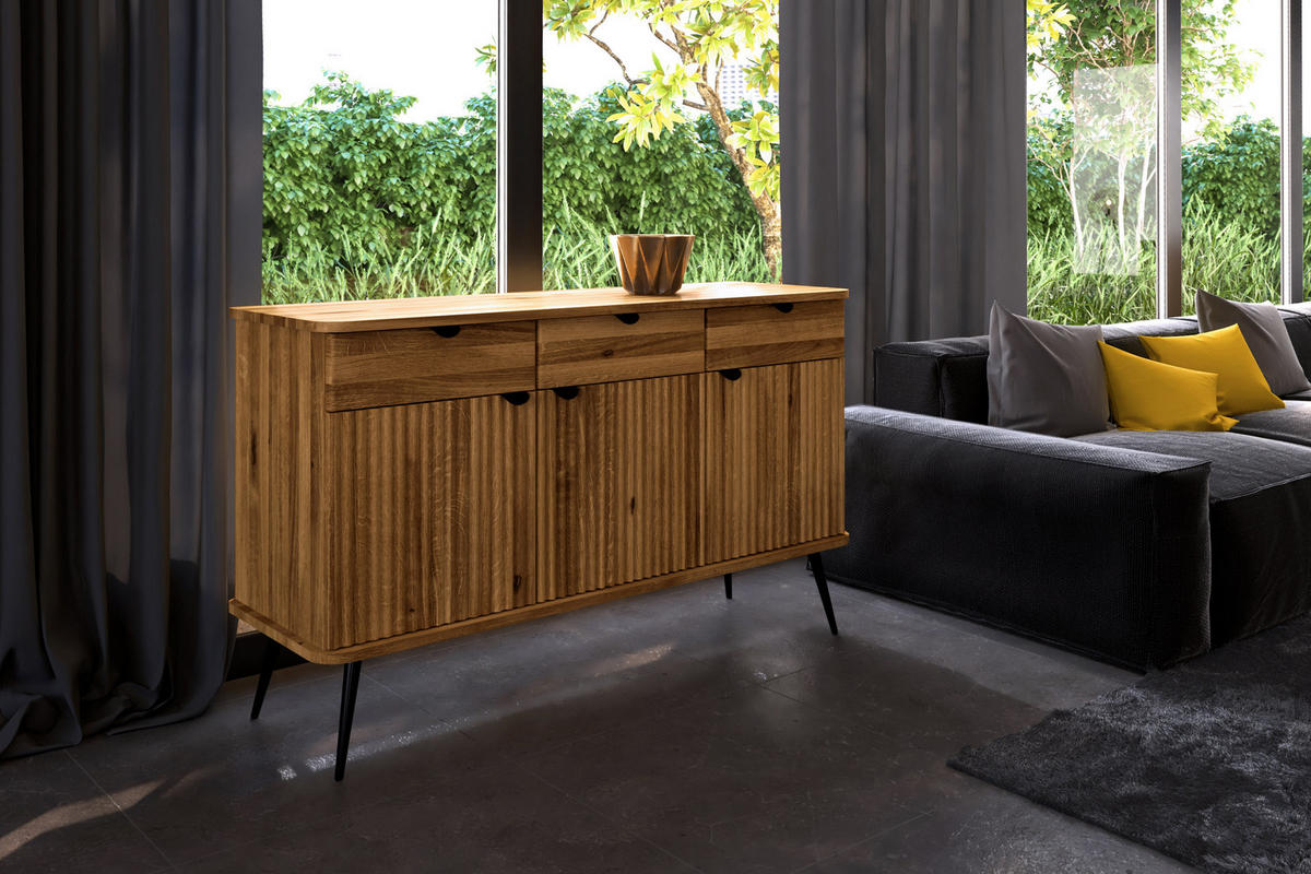 KOMMODE LINA - Wildeiche, Holz (144/87/46cm) - byoak