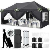 FALTPAVILLON 3 x 6 m Dunkelgrau mit Seitenwänden und Sandsäcken - Anthrazit, Textil (300/268/600cm)