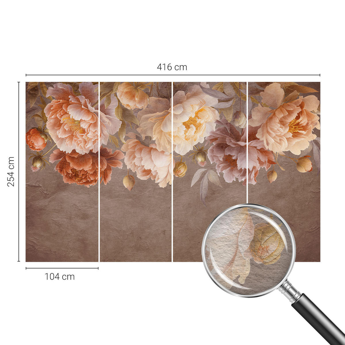 FOTOTAPETE 416x254 cm - Florale Eleganz - Pink, Textil (416/254cm) - Wallfluent