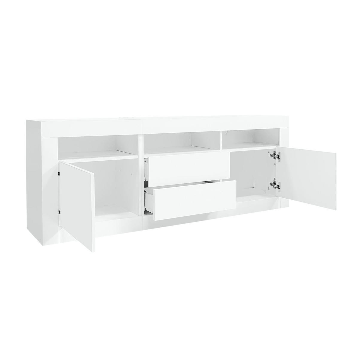 TV skrinka 160/35/60 cm biela s LED osvetlením a úložným priestorom z drevotriesky - biela, kompozitné drevo (160/60/35cm) - OKWISH