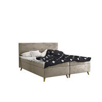 BOXBETT Mit Bettkasten Matratze + Topper BELLA Stoff Riviera Beige 140x200 cm H3-Bonell - Beige, Holz (140/200cm) - Kaiser Möbel